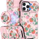 Buleens for iPhone 16 Pro Max Case 6.9 Inch - with Ring Stand & Camera Cover Aesthetic Cute Designed for Women Girls Kawaii Girly Strawberry Phone Case for iPhone 16 Pro Max Compatible with Magsafe