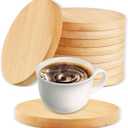 10 Pcs 5.3inch Bamboo Coasters Round Bamboo Coaster Tabletop Planters Protection for Drinks Coffee Dining Table Bar Painting Wood Engraving Home Decoration