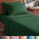 Blue Comforter 82x86, Green Flat Sheet 82x96 , and Two Pillowcases 30x20 Ultra Soft Quality Breathable & Cooling 