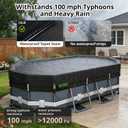 QH.HOME 550D 16x10 Ft Oval Pool Cover [Upgraded Tear Resistant & Quadruple Windpoof] wth Pre-Installed Patented Winch and Rope,Pool Covers for Above Ground Pools Oval-Snug Fit & Waterproof Protection