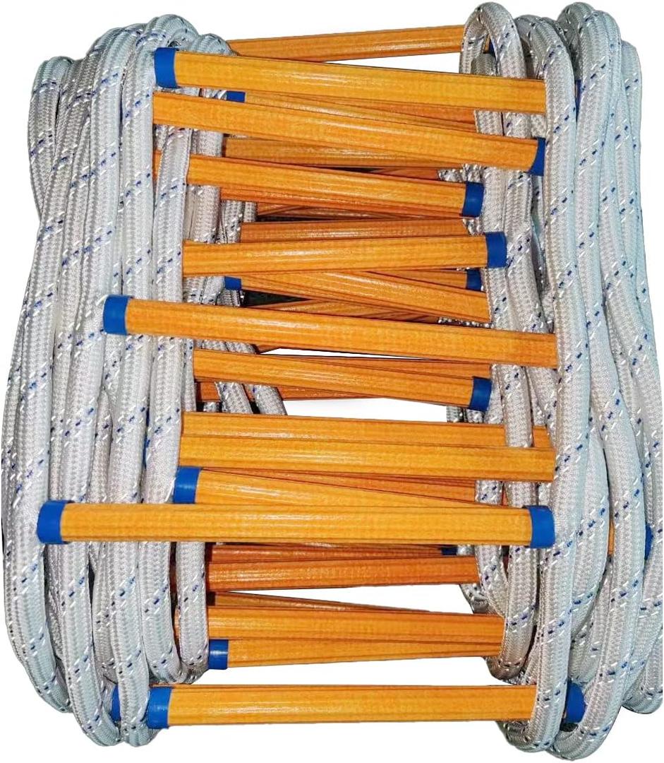 Rope Ladder,9.8 Feet Emergency Fire Escape Ladders Flame Resistant Safety Rope Ladder with Hooks,Fast to Deploy Sturdy and Strong Portable and Reusable 2 Story,Weight Capacity up to 2000 Pounds