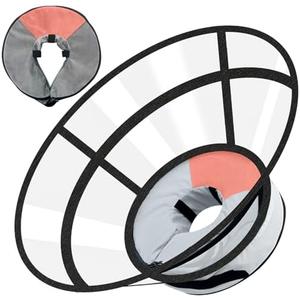 Sponge Core Dog Cat Cone Collar for After Surgery Recovery, Inflatable Dog Cone Alternative, Lainergie Dogs Donut Collar Adjustable with 2PCS Cover for  Cats (Grey+Pink, L)