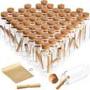 Bright Creations 48 Pack 10ml Create A Message In A Bottle Kit, Bulk Small Glass Cork Bottles with Mini Scrolls for Time Capsules, Wedding Favors