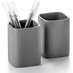 Pen Holder, 2 Pack Pencil Holder for Desk,Ceramic Pencil Cup Desk Organizer, Makeup Brush Holder Cute, Stationery Accessories for Office, School, Home (Matte gray)