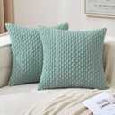 MIULEE Throw Pillow Covers Soft Corduroy Decorative Set of 2 Boho Striped Pillow Covers Pillowcases Farmhouse Home Decor for Couch Bed Sofa Living Room 16x16 Inch Turquoise