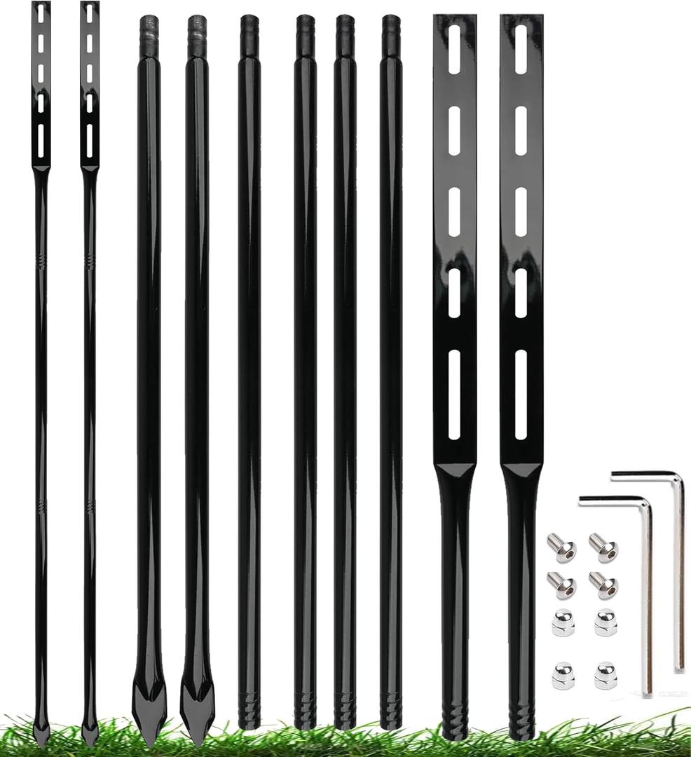 72 Inch Heavy Duty Metal Stakes for Yard Signs, Black, 2 Pack with Hardware, Outdoor Lawn Parking Event Ground Stakes