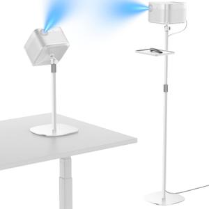 Projector Stand with Hidden Cable Management, Height Adjustable Floor Mount with 360 Rotation & 1/4" Screw, Compatible with Projector, Camera, Webcam for Home, Office & Outdoor Use (White)