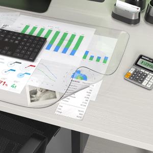 Oterri Clear Writing Desk Pad, 23.6x13.7 Heat Resistant Waterproof PVC Round Edge Durable Desk Protect Mat, Anti-Static Writing Mat Table Protector