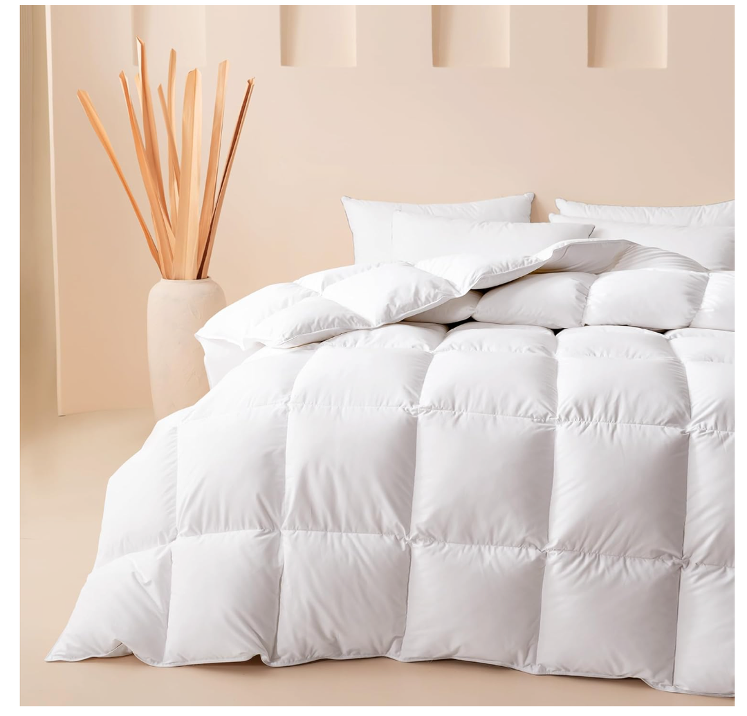 Cosybay Oversized King Size Feather Down Fiber Comforter  Ultra Soft 100% Cotton Duvet Insert, All Season Hotel Luxury Bedding with Corner Tabs, 116"x98" White