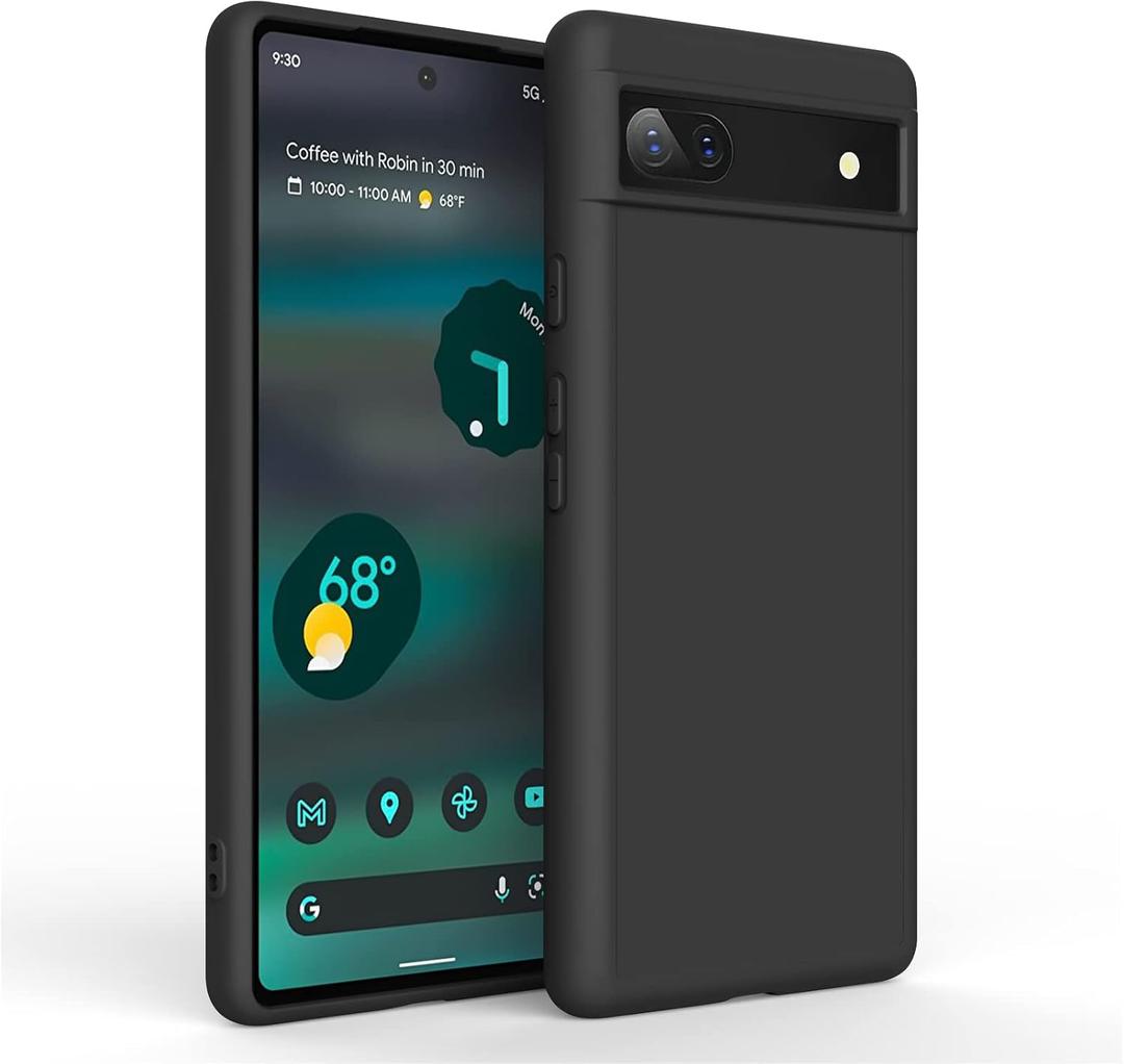 Vanjua Case for Google Pixel 6A (Only), Stylish Silicone Slim Full-Body Protective Phone Cover Compatible with Google Pixel 6A Case Black