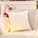 LUOYEHK Christmas Pillow Covers 18x18 Set of 2 Farmhouse Rustic White Xmas Tree Decorative Throw Pillows Winter Holiday Canvas Embroidery Cushion Covers for Couch Sofa Bed (Beige Christmas Grove)