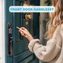 Digital Door Lock with Keypad Set,Smart Door Lock with Keypads,Electronic Deadbolt Keypad with Door Handle Lock Set for Front Door,Electronic Door Lock with Passcode and Key,Matte Black