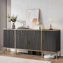 60" Modern Buffet Cabinet with Storage, Buffets & Sideboard with Drawers, Adjustable Shelves, Fluted Doors, Accent Cabinet for Kitchen, Living Room, Hallway, Black