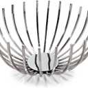 Modern Day Accents 3537 Barras Stainless Open Bowl, Silver Decorative Bowl holds Decorative Spheres and Balls, Fruit Bowl, Table Centerpiece Decor, Home Decor, Kitchen Counter Decor, 13.25" L x 6" H