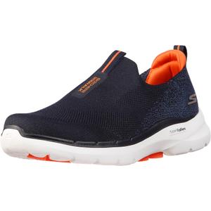 Skechers Men's Go Walk 6 Stretch Fit Slip-On Athletic Performance Walking Shoe (11.5 X-Wide, Navy/Orange)
