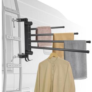 RV Clothes Drying Rack, RV Ladder Clothes Drying Rack, Four 12.7" Long Arms, No Drilling Anti-Rust for Ladder Boats Camper Trailer Travel Hotel Home