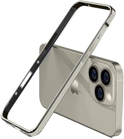 AOPNN New Aluminum Frame Metal Bumper Frame Hard Case Cover for iPhone16 Pro, Metal Frame with Soft Inner Bumper, Raised Edge Protection (Gray Titanium, for iPhone16 Pro)