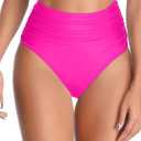 Tempt Me Women High Waisted Bikini Bottom Full Coverage Swimsuit Bottom (XX-Small, Black)