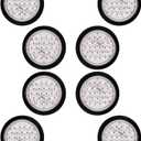 8PCs 4" Inch Round Clear Lens RED Lighting 24 LED Lamp Brake Stop Running Rear Parking Tail Lights w/Grommet Wiring Plug Compatible with Car Truck Trailer RV DC 12V
