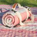Waterproof Picnic Blanket Outdoor Girlfriend Gf Gifts for Her Women Sweetest Day Boyfriend 1 One Year Anniversary Meaningful Cute Romantic Xmas First Valentines Men Him Bf (80''*80'', Stripe Pink)