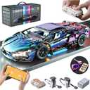 Sport Car Building Block Sets for Adults, Technical Remote Control APP Race Car with LED Lights,Collectible 1:14 Model Scale Engineering Toy Men Teens Boys Birthday Gift Age 8+ 8-12 12 13 14