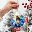 3 x Christian Gifts: Stained Glass Jesus Ornament | Christmas Ornaments (Christmas Tree Ornaments), Religious Holiday Decor, Jesus Christ Decoration, Religious Gifts & Xmas Gift