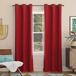 Sun Zero Easton Energy Saving Blackout Grommet Curtain Panel, 40" x 84", Red