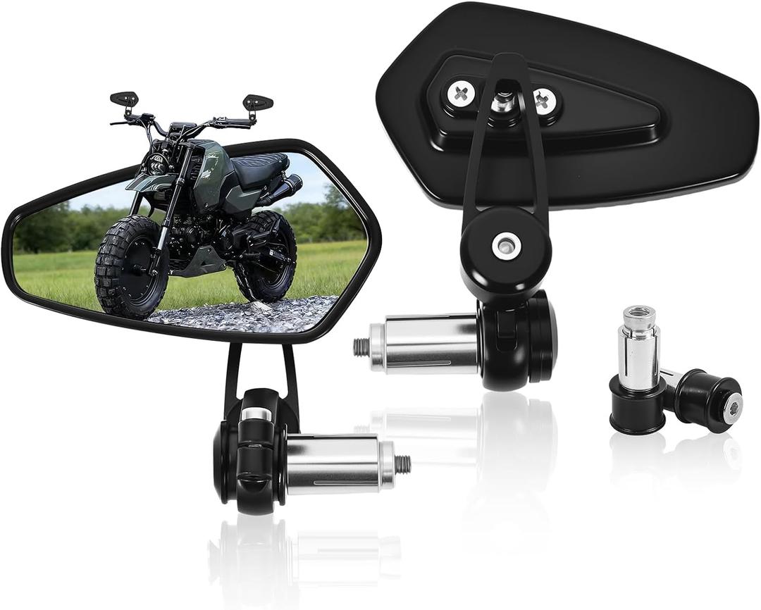 Black 7/8" Bar End Mirrors - CNC Motorcycle Mirrors Arrow Shape Fit For Honda Grom MSX125 CB400F Kawasaki Z400, Z125 pro, Z900, Yamaha MT-07, MT-09,Suzuki SV650, GSX-R 600 750,Scooter