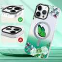 ZIYE Designed for iPhone 15 Pro Max Case for Women Girls [Compatible with MagSafe] Butterfly Flowers Magnetic Phone Case, Lens Camera Protection for 15 ProMax Phone Cover Frosted Green