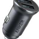 Anker 320 Car Charger (24W II), Mini Aluminum Alloy Dual USB with Blue LED for iPhone16 15 14 13 12 Series, iPad Pro/Air 2/Mini, Galaxy and More - Not Compatible with Quick Charge (Black)