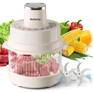 Food Processors, Electric Food Chopper with Meat Grinder & Vegetable Chopper,5QT Thickened Glass Bowl with Powerful 500W Copper Motor,2 Sets of 6-Blades for Fruits/Meat/Nuts,6 Precision Modes
