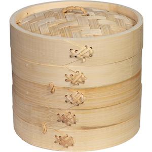 Joyce Chen 2-Tier Bamboo Steamer Baskets, 6-Inch