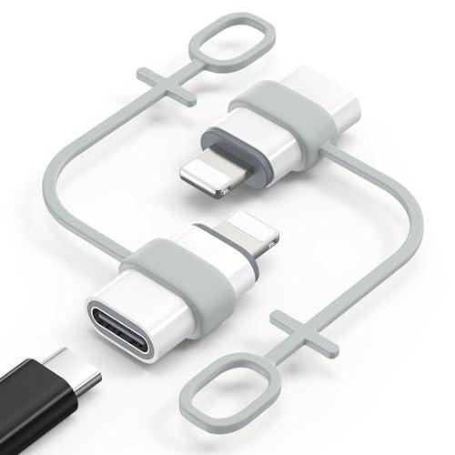 MoKo USB C to Lightning Adapter, Not for Audio/OTG, Lightning Male to USB C Female Adapter for iPhone 14/13/12/11/X with Charging and Data Sync, Anti-lost Loop, White