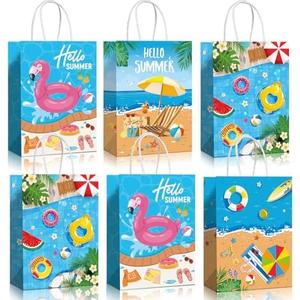 Pajean Beach Party Paper Bags, Summer Pool Beach Luau Party Favors Supplies Goodie Candy Gift Treat Bags for Kids Boy Girl(32 Pcs)
