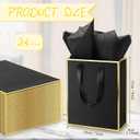 Yeaqee 24 Pack Metallic Paper Gift Bags with Handle and Tissue 9x7x3.1 Gold Foil Welcome Thank You Favor Bags Return Gifts for Wedding Mothers Graduation Bridesmaid Birthday(Black and Gold)