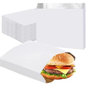 EUSOAR Grease Bag Disposable, 100pcs 6.7"x6.7"x1.2" White Aluminum Foil Hamburger Sandwich Wrappers Bags, Grease Resistant Food Storage Packaging Bag for Hot Food, Bakery Cookies, Snack