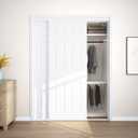 JUBEST Sliding Closet Door 60"(Double 31") x80", 6-Panel Steel Frame Bypass Primed Door with Top & Bottom Track Kits, Preassembled Hardboard Panels with Paintable Surface, Durable & Sturdy