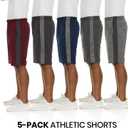 5 Pack: Men's Dry-Fit Sweat Resistant Active Athletic Performance Shorts (L)
