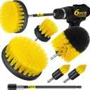 Holikme 6Pack Drill Brush Power Scrubber Cleaning Brush Extended Long Attachment Set All Purpose Drill Scrub Brushes Kit for Grout, Floor, Tub, Shower, Tile, Bathroom and Kitchen SurfaceYellow