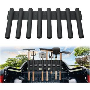 mopam Shovel Holder for Truck Landscape Hand Tool Rack with 8 Holes in 2 Groups Heavy Duty Trailer Tool Rack Truck Bed Tool Box Mount Garden Tool Organizer for Rakes Snow Shovels Hoes