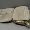 Travel Makeup Bag Women's Large Capacity Cosmetic Portable Organizer Large Opening Waterproof Storage Toiletry Bags Vertical Free-Standing Brush Holder for Easy Access Gold