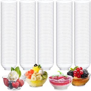150 Pack 3 oz Hard Plastic Bowls, Clear Mini Plastic Bowl Disposable Dessert Bowl Mini Dessert Bowls Ice Cream Candy Serving Appetizer Cups for Salad Soup Snacks Wedding Birthday