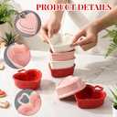 12 Pcs Heart Shaped Ramekin Creme Brulee Ramekins Oven Safe 3.5 Inch Heart Shaped Dishe Small Baking Ceramic Bowls for Souffle Snacks Quiche Appetizers Sauces, 3 Colors