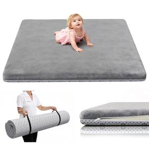 Baby Play Mat 50 x 50, Thick Baby Play Mat for Floor, Ultra Soft Playpen Mat, Machine Washable Tummy Time Foam, Non-Slip Bottom Helps Cushion, for Kids, Infant and Toddler Crawling (Grey)