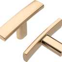 Alzassbg 10 Pack Brushed Brass Cabinet Knobs, 2 Inch(50mm) Arch Gold Cabinet Kitchen Hardware for Cabinets and Drawers AL6092BB
