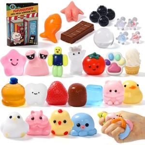 FUFUSQUISHY 30Pcs taba Squishy Toys Party Favors for Kids 4-8 8-12 Silicone Stress Relief Fidget Toys Treasure Box Classroom Birthday Xmax Gifts fufu Squishy
