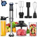 Ganiza Immersion Blender Handheld Corded 8 in 1 Hand Blender Max 1000W 16 Speed Mode Stick Emulsifier with 800ml Mixing Beaker, 600ml Chopper, Whisk, Frother, Potato Masher and Portable Bottle