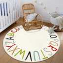 LIVEBOX Colorful ABC Round Rug Alphabet Play Room Rug, Circle Washable Rug Rainbow Nursery Rug for Baby Boy and Girl Room, Non-Slip Learning Carpet for Playroom Classroom (47",Multi Color)