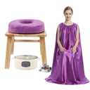 Yofuly Yoni Steamer for Women, Wooden V Steam at Home Kit with Gown, Cushion and Healing Crystal, Wood Steaming Seat for Feminine Odor, PH Balance, Postpartum Care and Cleansing