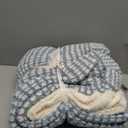 Snuggle Sac Ultra Soft Waffle Throw Blanket for Couch Bed Sofa 50x60 inches, Reversible Blue Cream Blanket Microfiber Fluffy Fuzzy Cozy Knit Soft Throws Birthday Gifts for Women